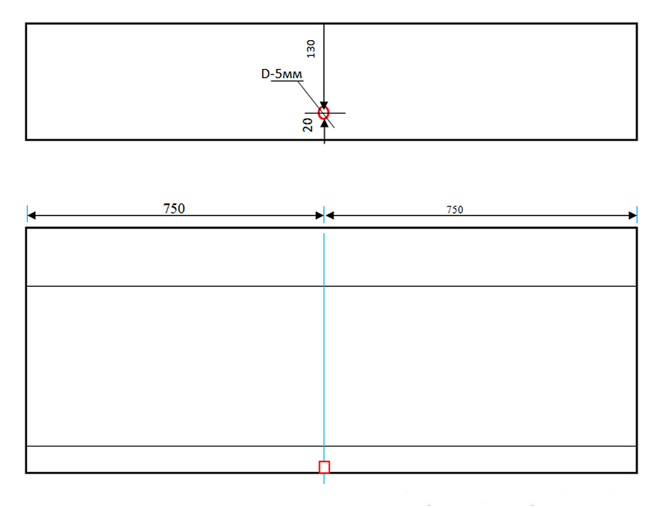 Scheme of an artificial defect locatedin the rail base